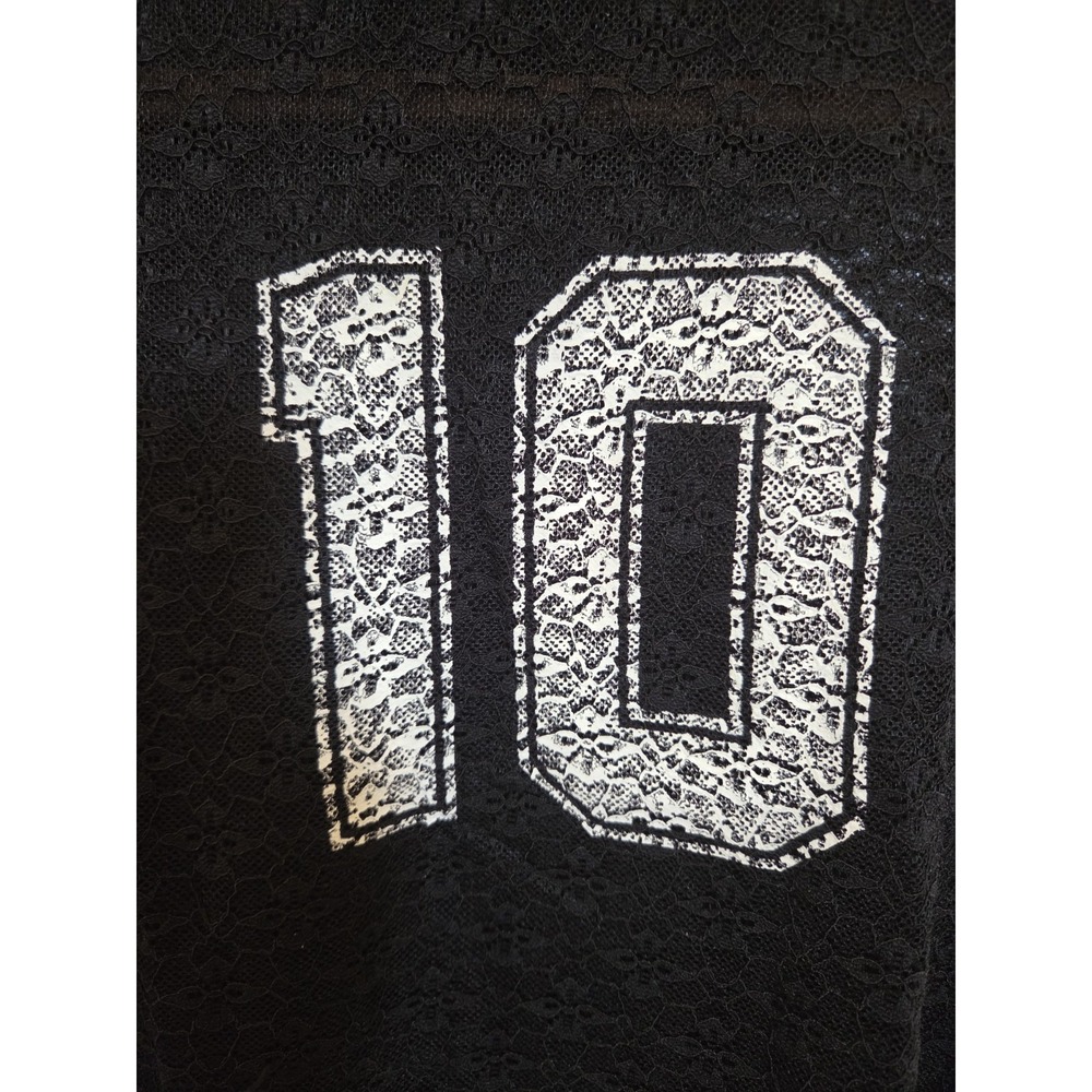 Madden Girl Lace 10 Varsity Stripe Crop Top Junior Large Lace Preppy Sporty GUC - Picture 4 of 8